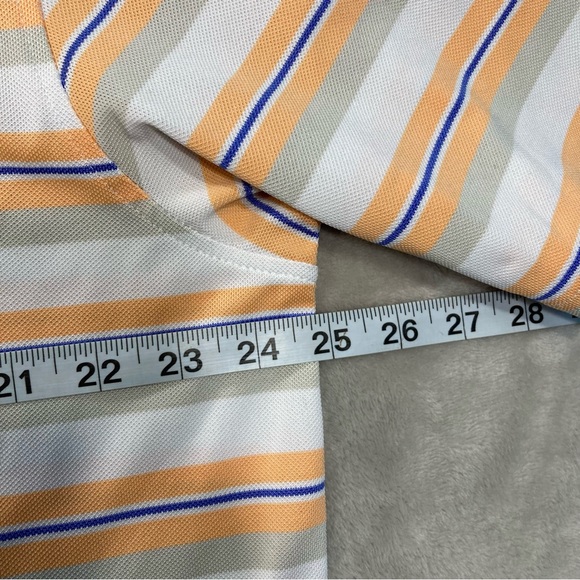 Footjoy Orange White Grey Striped Polo Shirt Golf Men's Sz L - Picture 8 of 10